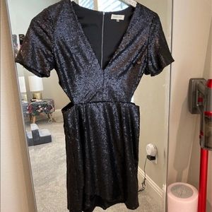 Black sequin cutout dress
